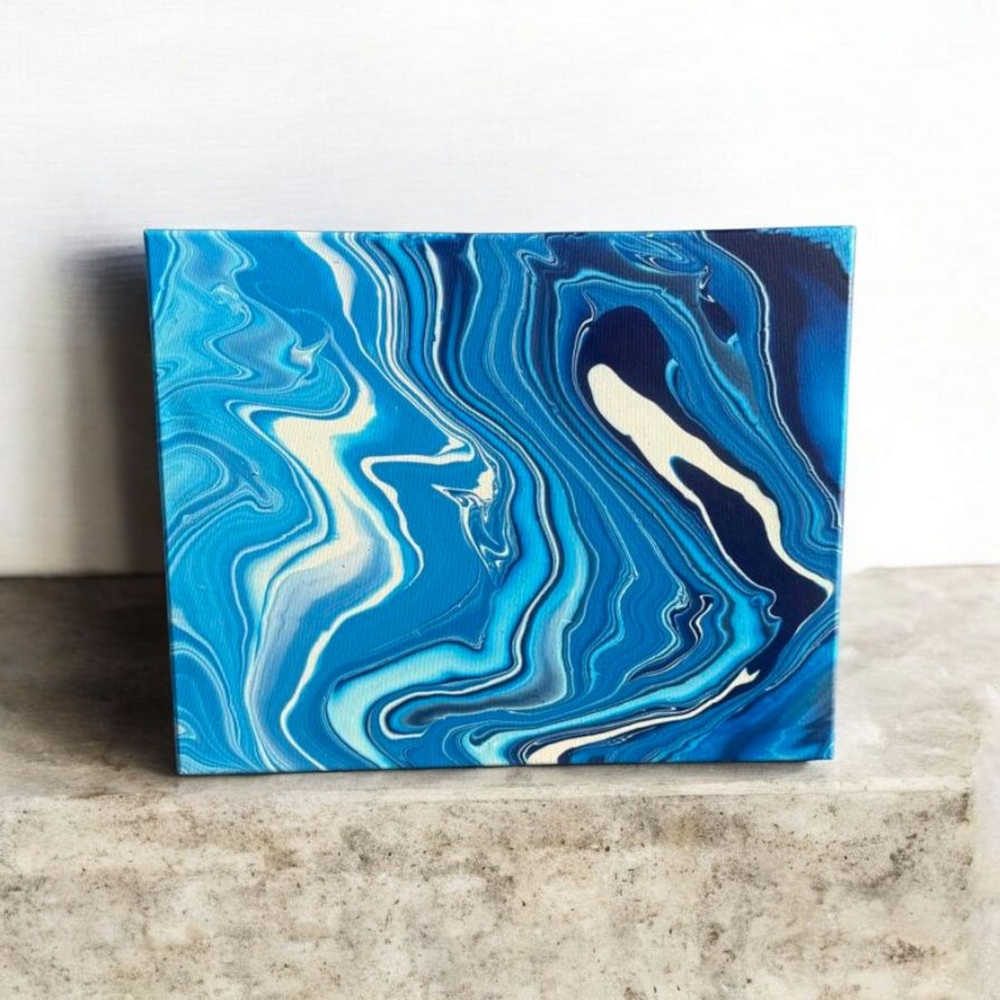 Abstract Blue and White Canvas Art